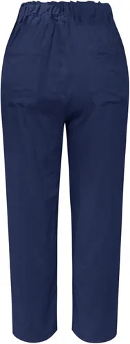 Vista 3 de Pantalones capri para mujer, pantalones casuales recortados, cintura elástica, pantalones de verano de longitud 34 con bolsillos, tallas S-3XL