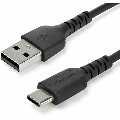 Vista 11 de StarTech Cable USB-A a USB-C en espiral de 3.3 pies, negro, 3A, USB 2.0 Carga y sincronización, chaqueta TPE, macho a hombre, fibra de aramida