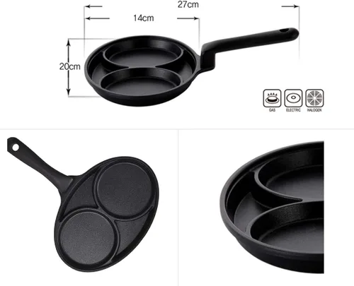 Vista 3 de Sartén para huevos con revestimiento antiadherente de 2 espacios