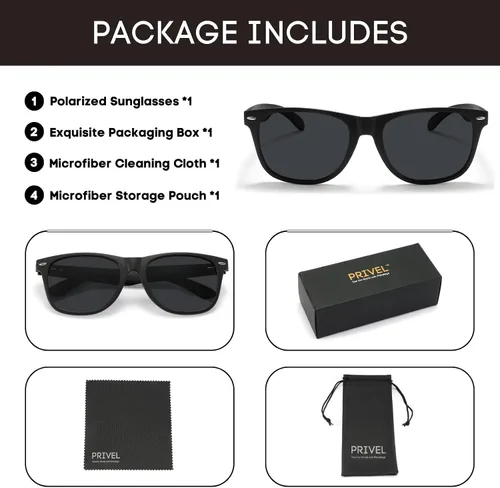 Vista 7 de PRIVEL Gafas de sol polarizadas extra grandes de tamaño XXL de 6.102 in para hombres grandes y anchos TR90 ultraligeros protección UV400