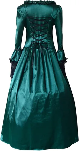 Vista 4 de Vestido gótico vestidos florales vestidos de cuello cuadrado vestidos impresos invierno bola mujeres retro otoño vestido de mujer