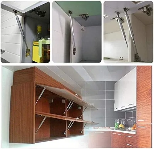 Vista 8 de 4 bisagras de gabinete de soporte hidráulico, 8 pulgadas, 120 N, tapa de cierre suave y amortiguador telescópico para puerta de gabinete de gas