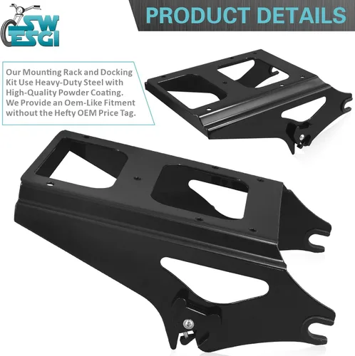 Vista 5 de Estante de montaje desmontable para maletero doble para 2009-2013, compatible con Harley Davidson Touring Street Glide Road King Road Glide Electra