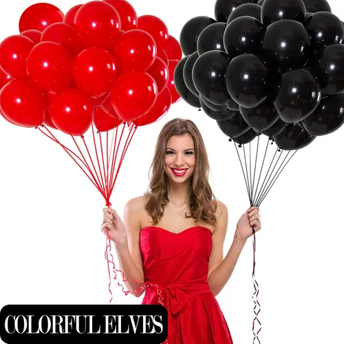 Vista 4 de 100 globos metálicos cromados negros de látex de 12 pulgadas, globos gruesos brillantes para decoración de fiestas