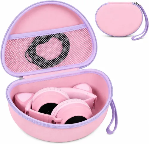 Vista 10 de PAIYULE Funda de auriculares para niños iClever para Riwbox CT-7S/CT-7, para auriculares de caramelo con oreja, funda protectora rígida con bolsillo