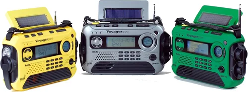 Vista 8 de Kaito Voyager Pro KA600 Dínamo digital solar, a cuerda. Radio con palanca de dínamo frecuencias AM/FM/LW/SW y NOAA, para emergencias, con linterna