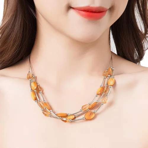 Vista 2 de Collar a capas con cristal para mujer, gargantilla con cadena de plata gruesa, regalo de cumpleaños para mujer