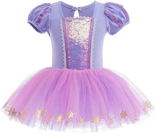 Vista 21 de Leotardos de princesa para niñas con falda de ballet y tutú para Halloween, Navidad, fiesta de cumpleaños, vestido elegante