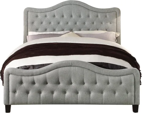 Vista 16 de Rosevera Carlisle Marco de cama con cabecera ajustable con botones para dormitorio, tapizado de lino, soporte de listones de madera, fácil montaje
