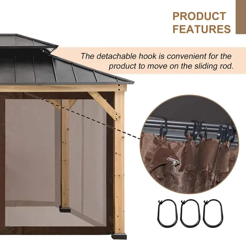 Vista 8 de CoastShade Mosquitera de repuesto para kiosco de 8 x 8 pies con 42 ganchos en O y 42 ganchos en J, se adapta a pantallas de toldo de 8 x 8 pies