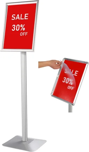 Vista 10 de DISPLAYSWORKER Soporte de pie ajustable de servicio pesado para letreros de pedestal, soporte de letrero acrílico soporte de póster, Base de Piso