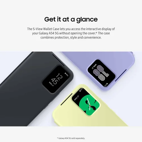Vista 2 de Samsung Funda para teléfono Galaxy A54 5G S-View, funda protectora con ranura para tarjeta, ventana de visualización con toque de dedo, versión