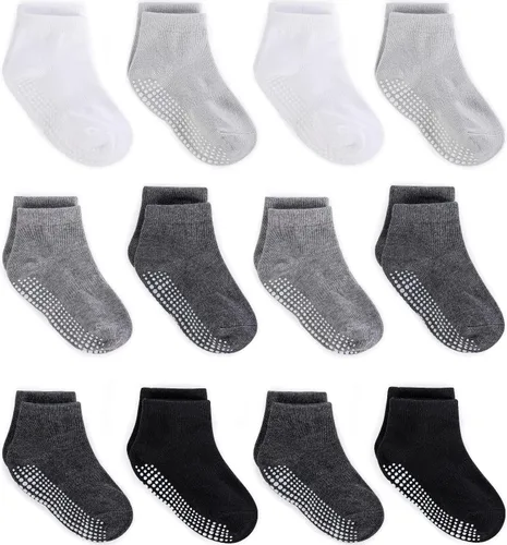 Vista 13 de ZAPLES Calcetines tobilleros antideslizantes para bebés con agarre antideslizante para niños y niñas, corte bajo para bebés y niños pequeños