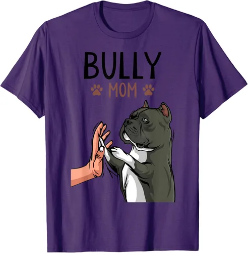 Vista 68 de American Bully Mom Cute Dog Mama Camiseta divertida para mujer, Blanco, S