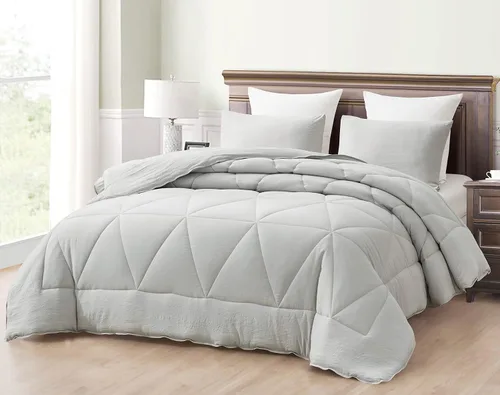 Vista 11 de Chezmoi Collection Rory - Juego de edredón de microfibra acolchada triangular de 2 piezas, ropa de cama geométrica ligera lavada suave, individual