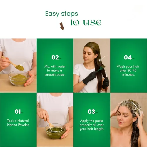 Vista 4 de Natural 100% Organics H-and-C Henna Powder/Lawsonia Inermis 227 gms