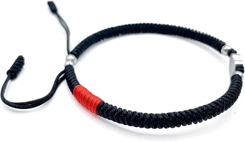 Vista 4 de LAMIBEE Initial Letter Bracelet, Protection and Lucky String Bracelet, Black Red Bracelet with Inspirational Card, Heart Link Bracelet for Men