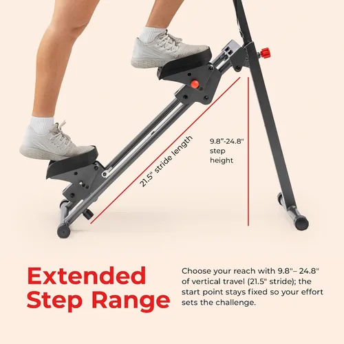 Vista 4 de Sunny Health & Fitness Stair Stepper & Climber Exercise Equipment for Home Workout, Compact Cardio Training Machine