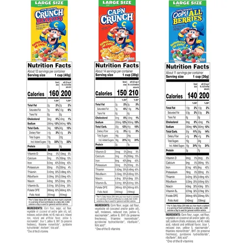 Vista 2 de Cap'n Crunch Cereales, paquete variado de 3 sabores, cajas de tamaño grande, (paquete de 4)