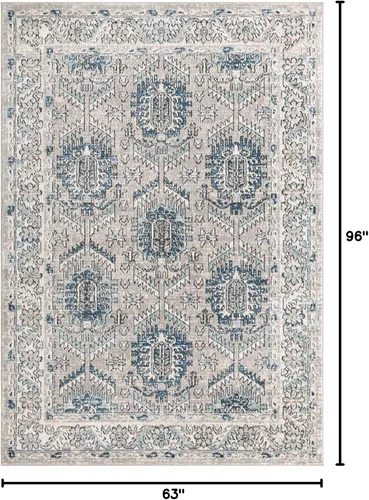 Vista 2 de Unique Loom Nyla Collection - Alfombra de área - Princesa (5 pies 3 pulgadas x 8 pies, rectangular, gris/marfil)