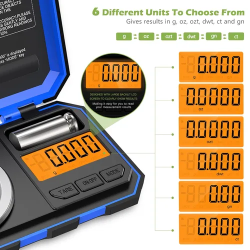 Vista 3 de KeeKit Báscula digital de bolsillo, 1.76 oz 0.00 oz, báscula profesional de miligramo, báscula portátil para joyería con peso de calibración de 1.76