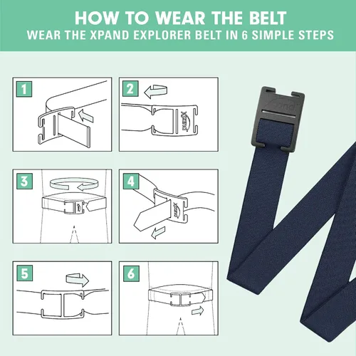 Vista 5 de Explorer Belt By Xpand - No-Show Invisible Elastic Belt w Slim Aluminum Buckle
