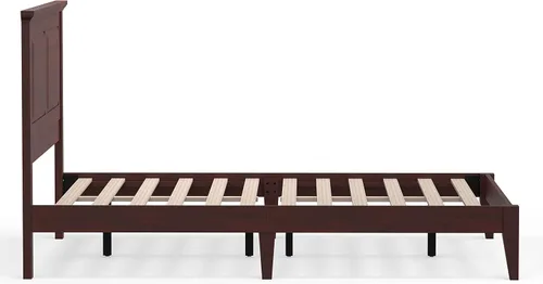 Vista 6 de Cama de plataforma de madera maciza estilo cabaña en tamaño matrimonial - Cereza clásica