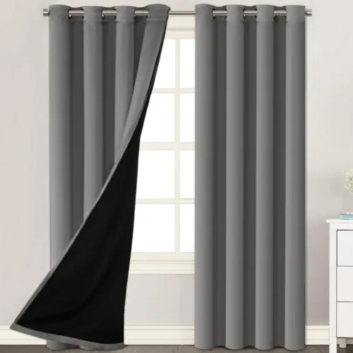 Vista 10 de H.VERSAILTEX Paneles de cortina 100% opacas de 45 pulgadas de largo, con aislamiento térmico, cortinas opacas con forro para dormitorio, dos capas