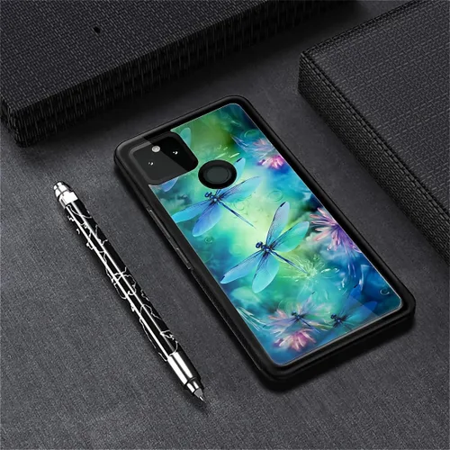 Vista 1173 de Compatible con Google Pixel 4A 5G Mobile Case Creative Acrylic Panel trasero Silicona Protección Grip especialmente diseñado para Google Pixel 4A 5G