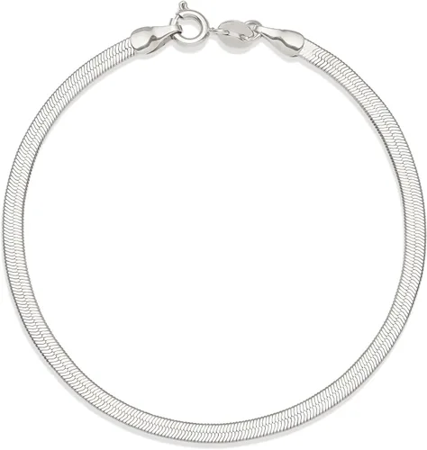 Vista 3 de Tienda Essentials 14K Gold or Sterling Silver Plated Herringbone Chain Necklace