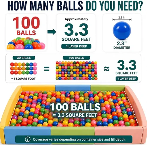 Vista 3 de Ball Pit Balls, Bright & Pastel Multicolor Plastic Balls For Kids Brillante