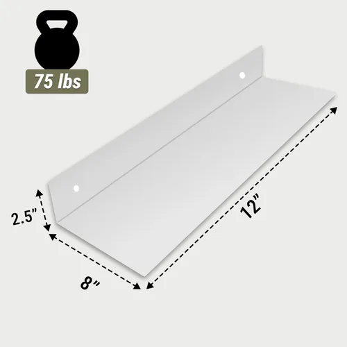 Vista 3 de SIMOND STORE Estantes flotantes de metal blanco, estantes pequeños de 12 x 8 pulgadas para juegos montados en la pared, consolas, PlayStation, TV