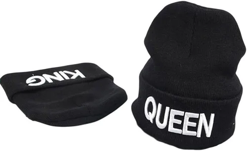 Vista 7 de MIUNIKO 2 gorros de invierno con capucha de calavera de rey y reina para parejas