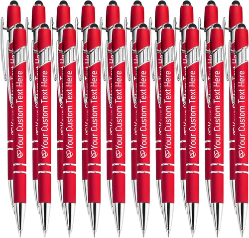 Vista 23 de STREADVE Bolígrafos personalizados personalizados con nombre grabado, logotipo, texto, bolígrafos de escritura suave, regalo personalizado para Negro