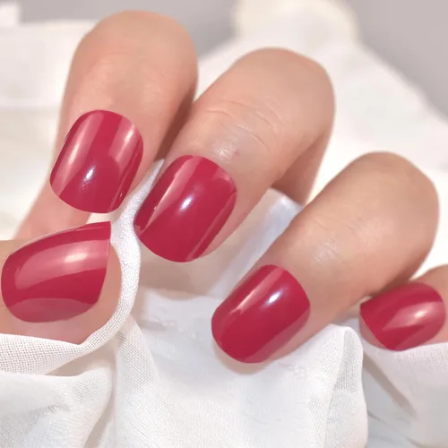 Vista 8 de Tiras de uñas de gel rojo burdeos color sólido pegatinas de gel de uñas 20 envolturas de manicura extra largas