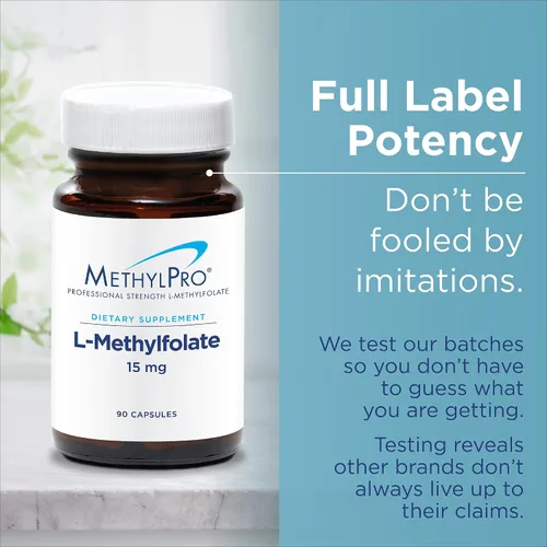 Vista 5 de MethylPro L-metilfolato 10 mg - L metil folato, suplemento de metilfolato para mujeres y hombres, vitamina B9 metilada (5-MTHF) para la salud