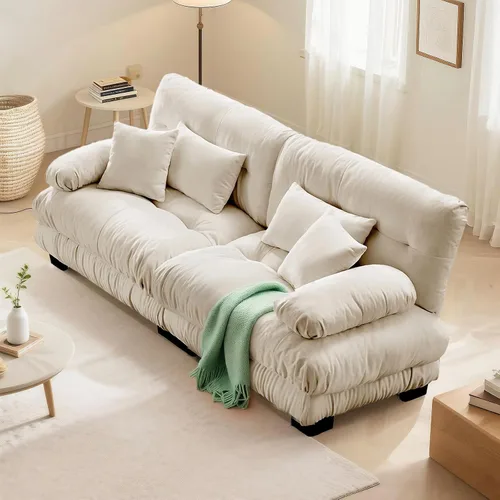 Vista 16 de SoarFlash Moderno sofá reclinable de terciopelo para sala de estar, sofá biplaza para apartamento, sofá de almacenamiento con marco de madera Azul