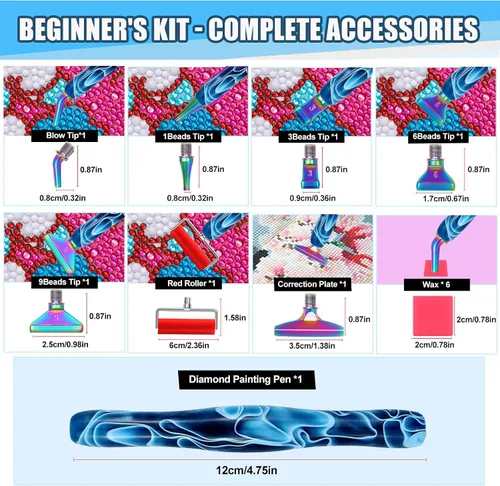 Vista 7 de Heyseri Juego de 14 piezas de herramientas y accesorios para bolígrafo de pintura de diamantes, exquisitas puntas de bolígrafo de metal de acero