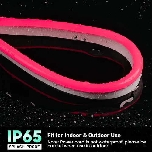Vista 4 de GZBtech Luces de Cuerda LED de Neón Flexibles 50 Pies, CA 110-120V Tira de Luz Impermeable, 120 LEDs/M Cortable Conectable Iluminación de Neón