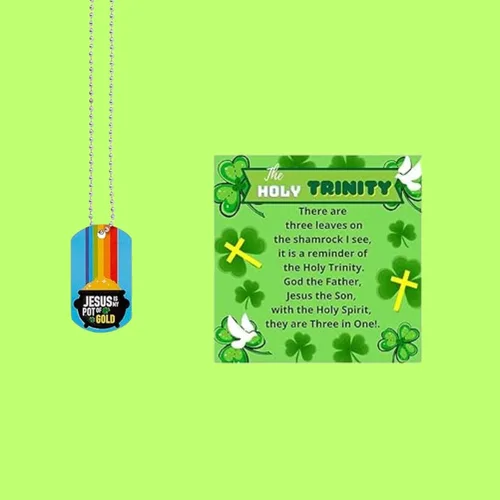 Vista 7 de Biblebanz Collares de etiqueta de perro de fe del día de San Patricio con tarjetas de trébol de la Santísima Trinidad, significado del trébol