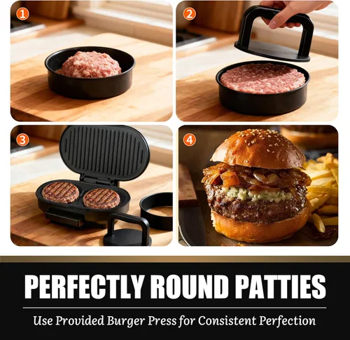 Vista 4 de FineMade Doble Mini Parrilla Eléctrica, Sandwichera para Desayuno, Prensa para Hamburguesas, Parrilla para Panini, Parrilla Eléctrica Pequeña, Ideal