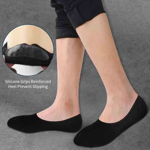 Vista 3 de 6 Pack Mens No Show Socks Casual Low Cut Thin Loafers Non Slip Boat Liners