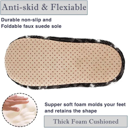 Vista 3 de Cozylook Paquete de 2 pantuflas de casa para hombre, suela suave, calcetines acogedores y mullidos con agarres antideslizantes, regalos únicos