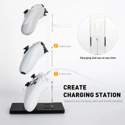 Vista 46 de OAPRIRE Headset and Controller Stand with Lights, 2 Tier Acrylic Game Controller Holder, Controller and Headset Stand for Desktop,Universal Design