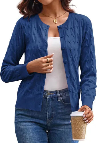 Vista 25 de GRACE KARIN Suéteres tipo cárdigan de punto trenzado para mujer, trajes Rosa