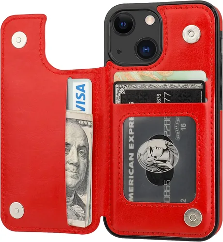 Vista 10 de ONETOP - Funda tipo cartera para iPhone 13 Mini con tarjetero, color negro Kickstand,ID/Cash Holder,Case Wallet with Card Slots,Double Magnetic