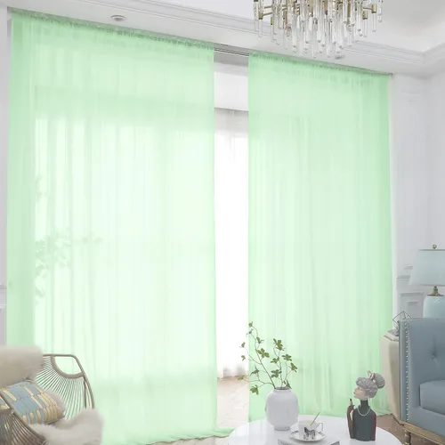 Vista 21 de L&TEC Cortinas traslúcidas para la ventana de color beige, 2 paneles de 48x45 pulgadas, con bolsillo básico para la barra de la cortina