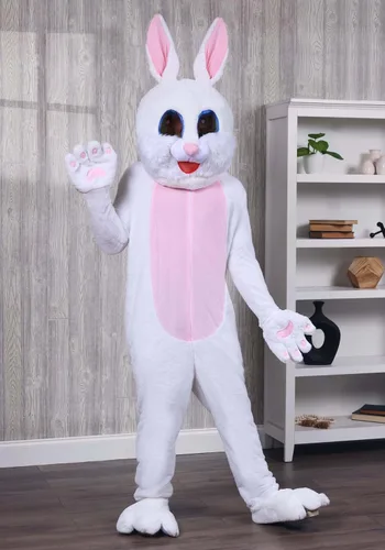 Vista 2 de Disfraz de conejo de Pascua blanco para adulto