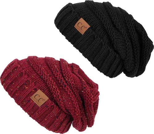 Vista 140 de Funky Junque Gorro de moda de punto trenzado de talla extragrande, grueso, abrigado, suave y holgado