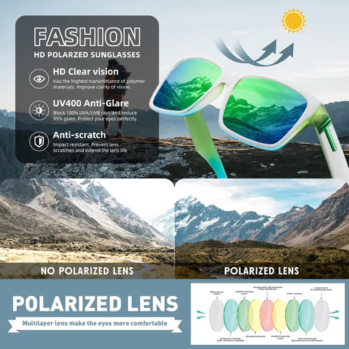 Vista 6 de MEETSUN Gafas de sol polarizadas cuadradas para hombres y mujeres clásicas retro deportes pesca conducción UV400 L